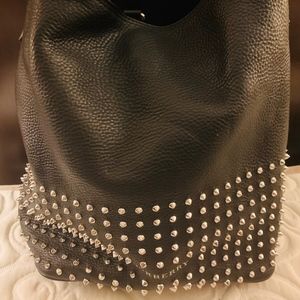 Burberry Black All Leather Extra Large Studded Bag